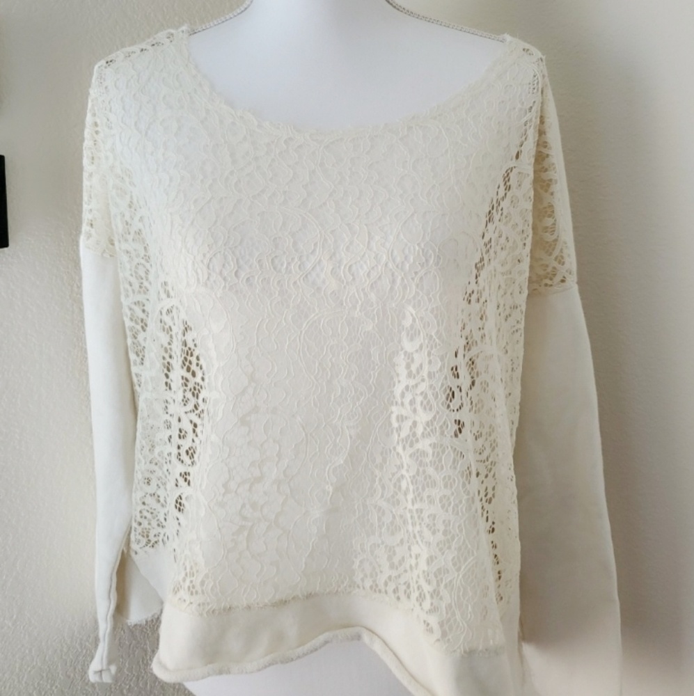 Others Follow Front Opaque Lace Long Sleeve Shirt